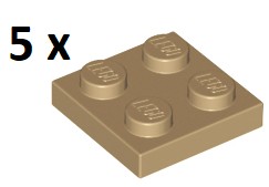LEGO Dark Tan Plate 2 x 2 3022 5 szt