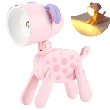LAMPKA NOCNA LED ZWIERZAK NA BIURKO DO POKOJU DLA DZIECKA NA BATERIE RÓŻOWY