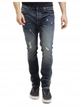 Only Sons Męskie Jeansy Dziury Vintage Slim Granatowe _ 30/30