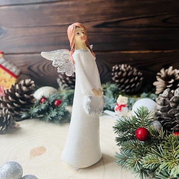Figurka Aniołka Biały Anioł Stróż Komunia Chrzest Upominek Dekoracja