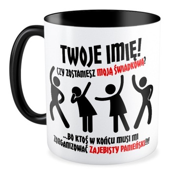 KUBEK czarny ZAPROSZENIE DLA ŚWIADKÓW ŚWIADKOWEJ