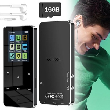 16 GB ODTWARZACZ MP3 Z BLUETOOTH 5.0 ODTWARZACZ MUZYKI DYKTAFON RADIO