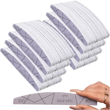 Zestaw 200 szt Pilnik do Paznokci Półksiężyc Mani King Manicure Pedicure