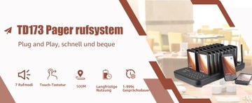 Пейджер для ресторана Retekess TD173, 500 м, 7 режимов, 20 пейджеров