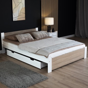 Łóżko z materacem 120x200 białe dąb sonoma DMD3