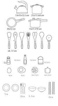 набор кухонных игрушек, столовые приборы, кухня 32 предмета