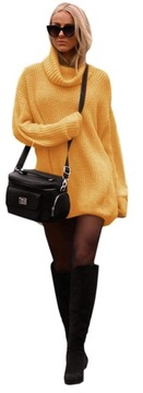 Sweter damski z golfem luźny oversize 648