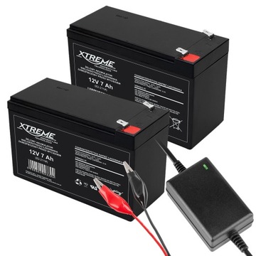 AKUMULATOR ŻELOWY 2x 12V 7.0Ah HQ UPS + ŁADOWARKA DO AKUMULATORA