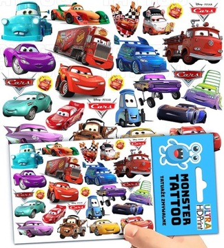 TATUAŻE ZMYWALNE TYMCZASOWE DLA DZIECI DZIECIĘCE CARS AUTA WZORY ORYGINALNE