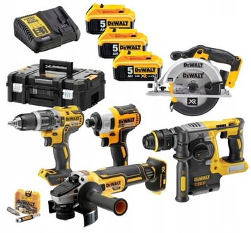 DEWALT ZESTAW COMBO 5SZT NARZĘDZI AKUMULATORY 5AH 18V