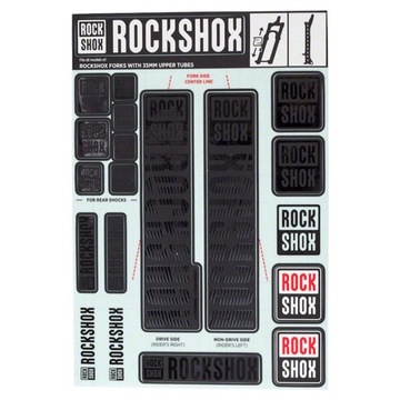 ROCK SHOX 35mm komplet naklejek czarny