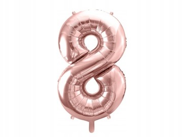 ROSE GOLD DUŻY FOLIOWY BALON NA URODZINY CYFRA 8