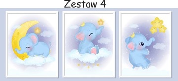 Zestaw 3 obrazki plakaty A3 BALON KRÓLIK SŁONIK ŻY