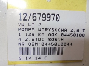 LT 2 ČERPADLO VSTŘIKOVAČE 0445010044 2,8TDI