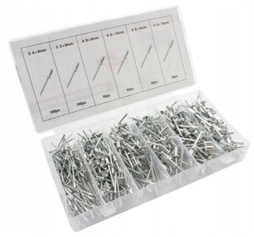 НАБОР ЗАКЛЕПОК, АЛЮМИНИЕВЫЕ ЗАКЛЕПКИ, 400 ШТ.