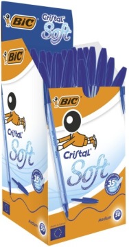 ШАРИКОВАЯ РУЧКА BIC CRISTAL SOFT СИНЯЯ ТОЛЩИНОЙ 1,2 ММ С КРЫШКОЙ ОФИС ШКОЛА