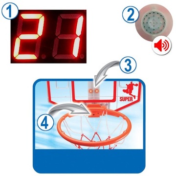 Баскетбол для детей ИНТЕРАКТИВНАЯ ДОСКА СЧЕТЧИК ЗВУК СВЕТ-игра в корзину