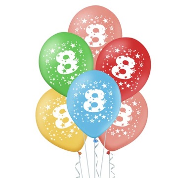 Balony kolorowe cyfra 8 liczba osiem ósme Urodziny