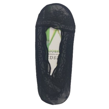 Stopki damskie balerinki z silikonem dookoła Bamboo koronka 39-42 Czarny