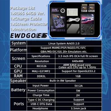 Портативная игровая консоль R36S с диагональю 3,5 дюйма (около 8,9 см) и предустановленной