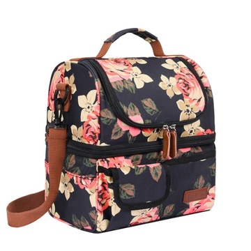 LOKASS Lunch Bags Large Cooler Tote Bag with Removable Shoulder Strap Wide