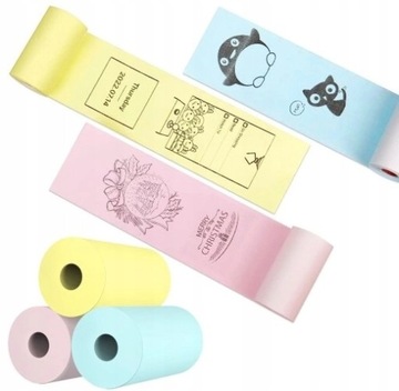 3x KOLOROWY PAPIER ROLKI WKŁADY DO DRUKARKI TERMICZNEJ DRUKUŚ APARATU
