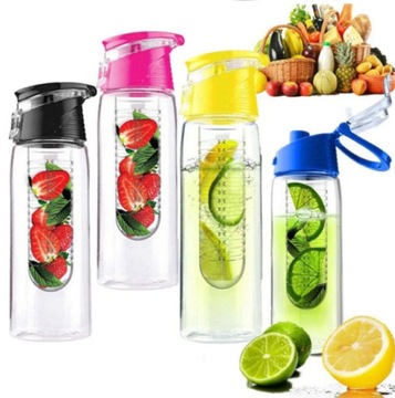 Бутылка для воды со вставкой из ледяных фруктов, 800 мл, черная