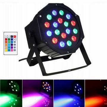 ДИСКО ЛАЗЕРНЫЙ ПРОЕКТОР 18 СВЕТОДИОДНЫХ ЦВЕТНЫХ ОТРАЖАТЕЛЕЙ RGB ЛАМПА + ПУЛЬТ ДИСТАНЦИОННОГО УПРАВЛЕНИЯ