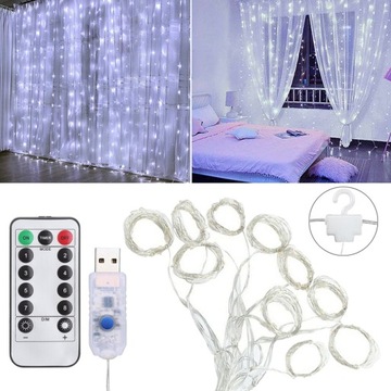 LAMPKI LED SIECIOWA GIRLANDA SIATKA 3x3m ŚWIATEŁKA WYSTRÓJ WNĘTRZ DEKORACJE