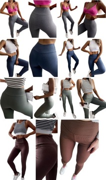 LEGGINSY PRĄŻKOWANE SPODNIE PRĄŻEK GETRY FITNE 5XL