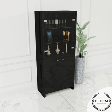 Szklana czarna witryna Glamour - 190x80cm