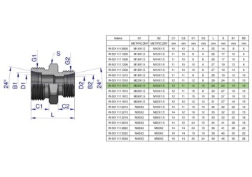 Метрический редукционный гидравлический фитинг BB 22/18 M22x1,5 15L / M18x1,5 12