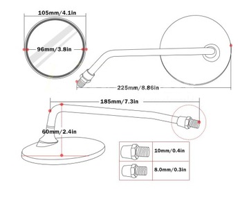 ЗЕРКАЛА ХРОМ MZ WSK SHL JUNAK AWO JAWA CZ M8 M10