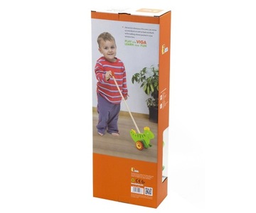 DREWNIANY DINOZAUR PCHACZ NA KIJU VIGA TOYS ZWIERZĄTKO