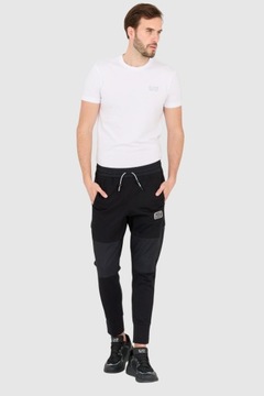 EA7 Czarne spodnie męskie z białymi sznurkami XXL