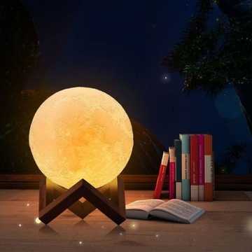 LAMPKA NOCNA KSIĘŻYC LAMPA KSIĘŻYC LAMPKA NOCNA LED DLA DZIECI PILOT 40CM