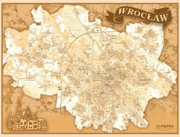 STYLIZOWANA MAPA ŚCIENNA WROCŁAWIA