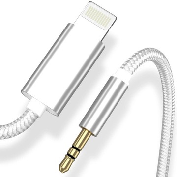 KABEL PRZEJŚCIÓWKA IPHONE do AUX JACK AUDIO SREBRO