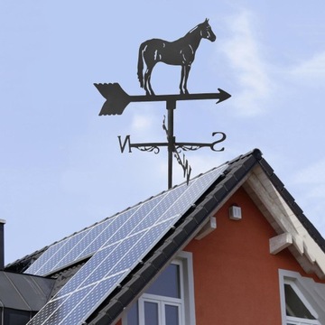 Металлический черный флюгер, фигурка животного, практическое направление ветра, пони