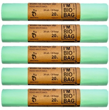 WORKI BIODEGRADOWALNE KOMPOSTOWALNE 20L BIO 100szt