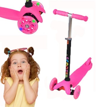 HULAJNOGA SKŁADANA TRÓJKOŁOWA BALANSOWA DLA DZIECI LED RÓŻOWA