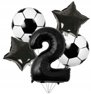 Zestaw balonów dla chłopca 2 drugie urodziny piłka football cyfra balony
