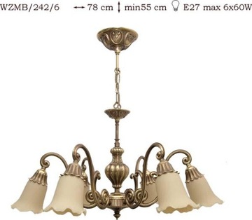 Żyrandol mosiężny,lampa wisząca mosiężna