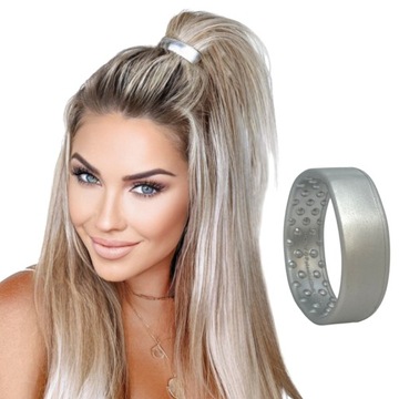 GUMKA ZACISKOWA do WŁOSÓW PONY-O SREBRNY metallic