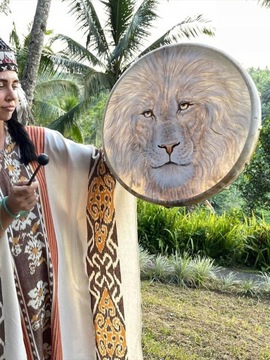 ШАМАНСКИЙ БАРАБАН ДЛЯ ДУХОВНОГО ЦЕЛЕНИЯ С УЗОРОМ ЛЬВА