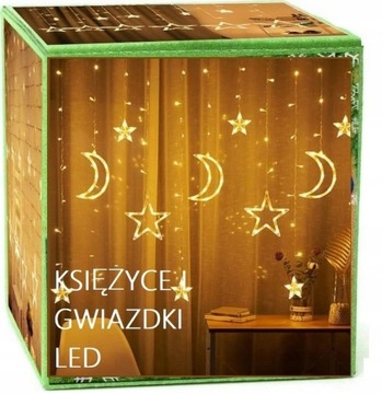 Girlanda swiąteczna LED KURTYNA LAMPKI NA ZEWNĄTRZ SOPLE GWIAZDKI 4m 200led