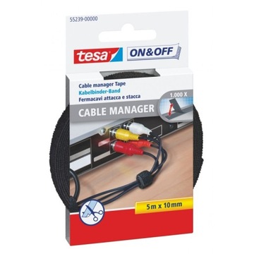 TESA 55239 Rzep do wiązania kabli 5m x 10mm czarny