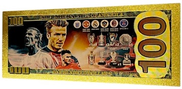 BECKHAM Pozłacany Banknot Kolekcjonerski z PCV GADŻET DLA FANA PREZENT