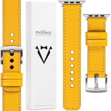 Pásek pro Apple Watch 10 9 8 7 6 5 Se 42-40 mm Kožený Premium Žlutý