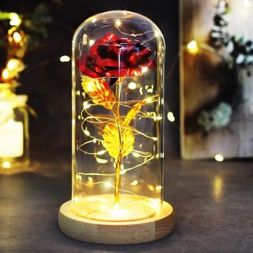 WIECZNA RÓŻA LED W PUDEŁKU Z NASZYJNIKIEM PREZENT DZIEŃ WALENTYNKI